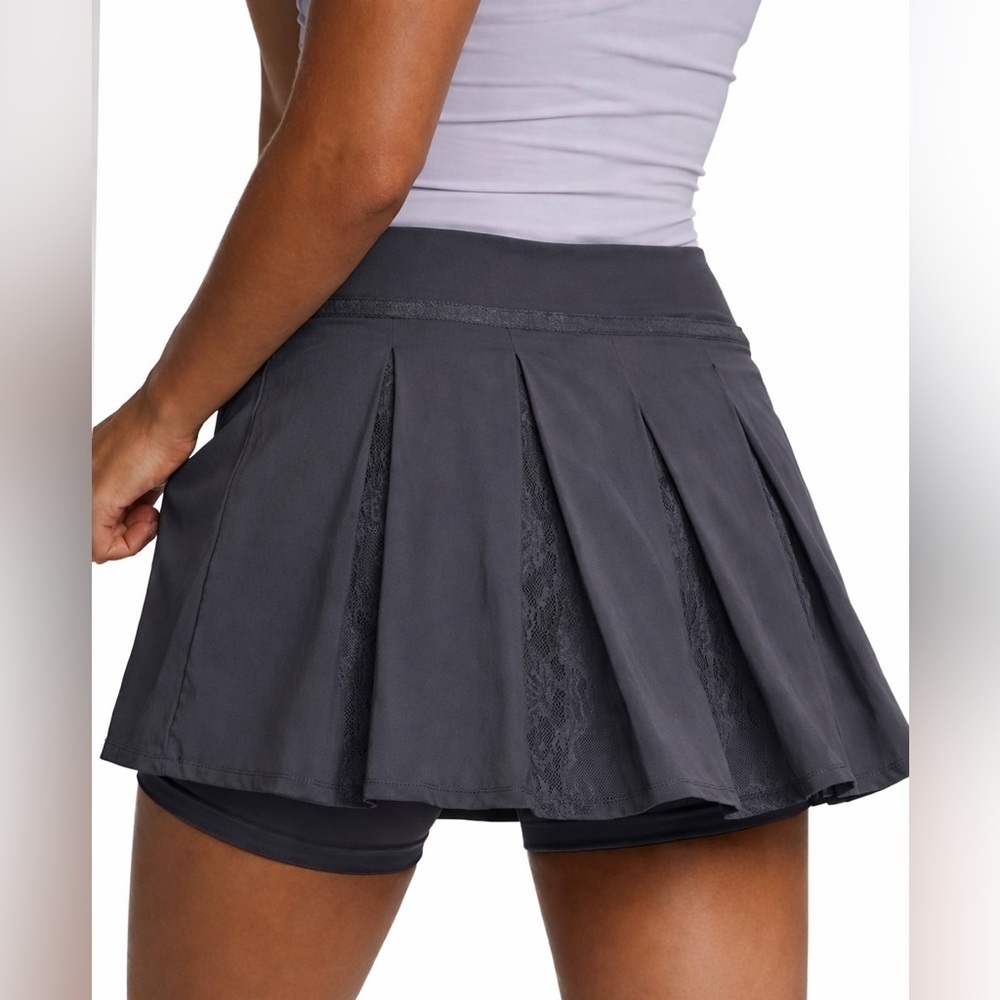 Nike Flex Pleated Lace Golf Tennis Skort XS Dark Gray Skirt Built-In Shorts
